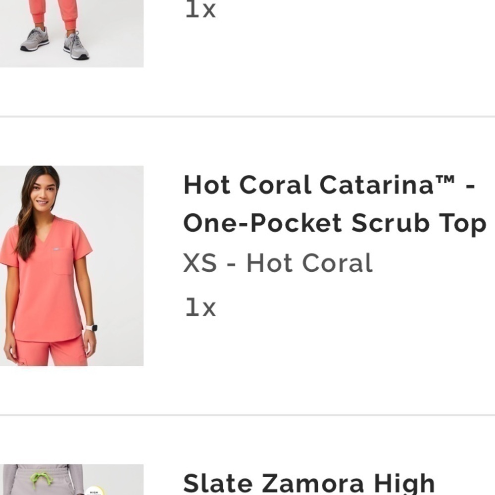 Figs Hot Coral XS Catarina Scrub Top limited edition - Picture 2 of 6